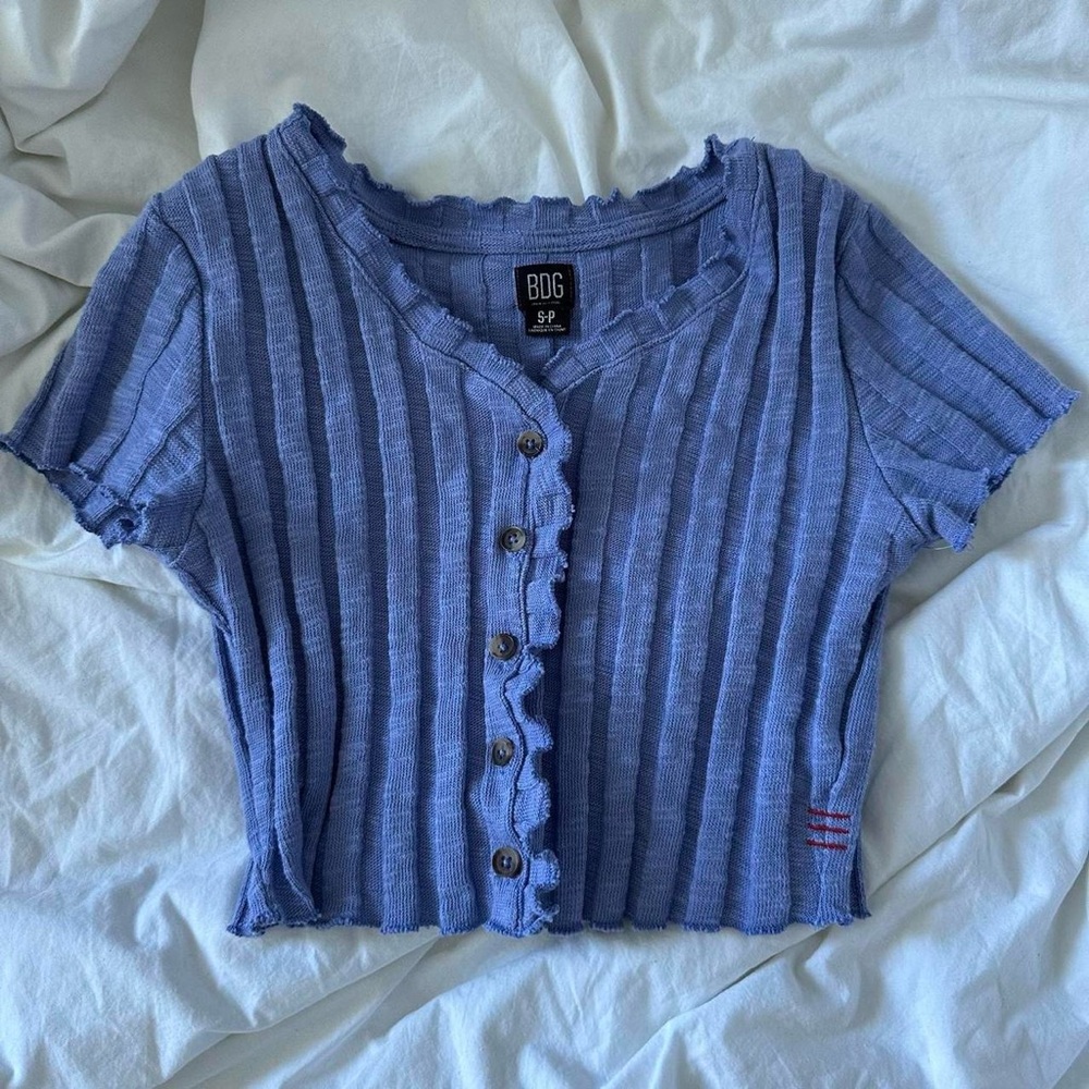 BDG Blue Ribbed Crop Top